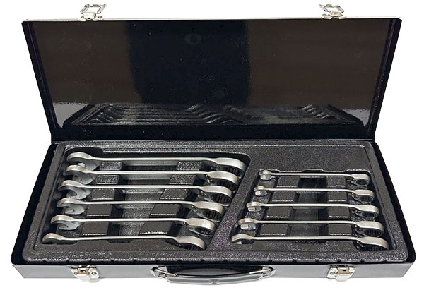 Набор ключей комбинированных трещоточных с реверсом, 8-19 мм, 11 пр STAB