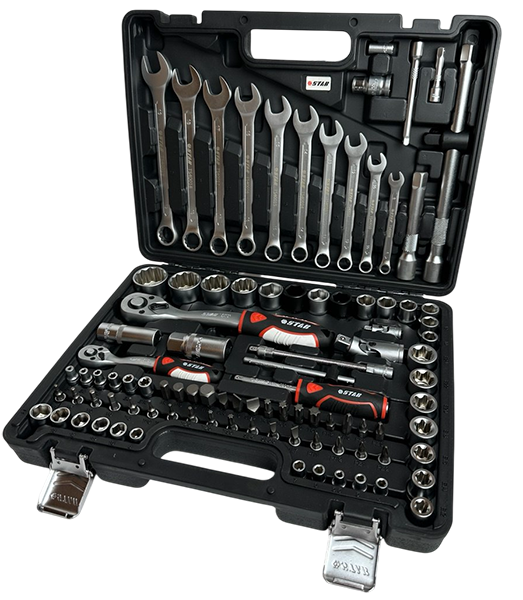 Набор торцевых головок 1/4" и 1/2" и ключей 97 предметов STAB